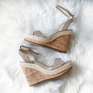 Jessica Simpson Sameya 2 Sparkle Mesh Wedges Sz 7.5